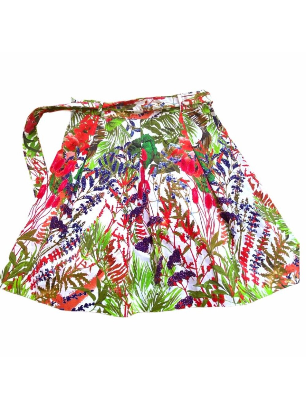 NWOT Petite Medium Soft Surroundings A-line Pleated Cotton Floral Skirt Stretch - Picture 11 of 12